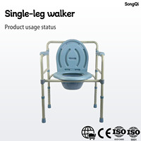 Chaise de toilette réglable en hauteur, chaise de chevet pour personnes âgées et handicapées, chaise de toilette médicale robuste avec accoudoirs