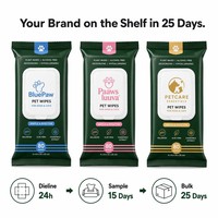 Lingettes humides nettoyantes pour chiens OEM, texture perlée épaisse 50 g/m², scellage intérieur en aluminium, durée de conservation 18 mois, paquet en vrac prêt à la vente, 80 lingettes