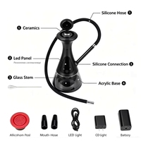 Kit Chicha Électrique Moderne en Plastique avec Recharge USB, Télécommande LED et Bol Rouge pour le Marché Américain