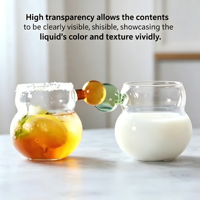 Bouteille en verre monocouche de luxe de haute qualité avec design minimaliste, poignée sphérique en forme de gourde, surface transparente estampillée or