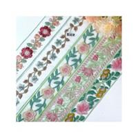 LEIXUSI Bordure en dentelle florale multicolore soluble dans l'eau, broderie en maille vintage pour pyjamas Dai, accessoires DIY pour femmes