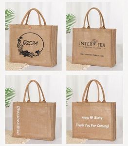 Custom Printed Eco-Friendly Recyclable Reusable <b>Foldable</b> Jute Tote <b>Bags</b> Non Woven Shoulder Handle Customized Color Logo - Product Image 6