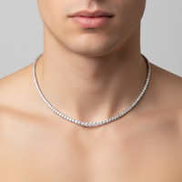 Collier Chaîne Tennis en Moissanite Taille Graduée 0.5ct 5mm avec Argent Sterling 925 Véritable, Longueur 15"-24", Polyvalent pour Femmes