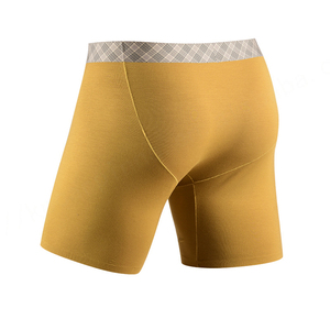 Venta directa de fábrica Calzoncillos bóxer largos para hombre Ropa interior de algodón de colores sólidos Madal Transpirable y de tiro medio - Product Image 4