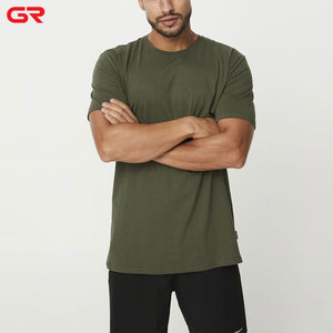 T-shirt extensible 95% <span class=keywords><strong>coton</strong></span> 5% élasthanne de qualité supérieure pour hommes T-shirt d'entraînement coupe athlétique à encolure arrondie - Product Image 1