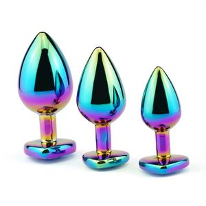 Bouchon de cul en métal Sex Toy Homme Femme Gay Lesbienne Masturbation Dispositifs Arc-en-ciel Inoxydable Anal Cul Plug Ensemble avec Amour Coeur <span class=keywords><strong>Bijoux</strong></span> - Product Image 3