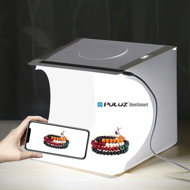 नए उत्पाद विचारों Foldable मिनी पोर्टेबल PULUZ 20cm तह 550LM एलईडी lightbox टेबलटॉप Softbox फोटोग्राफी फोटो स्टूडियो बॉक्स