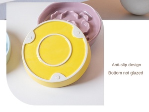 <b>Ceramic</b> Cute Slow Eating Anti-Choking Waterproof Durable Cat & <b>Dog</b> Pet Food Bowl with Anti-Skid Base and Neck Protection - Product Image 6