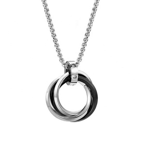 Hip Hop Mode Géométrique Pendentif Collier En Acier Inoxydable Anneaux Pendentif Bijoux Collier pour Femmes Hommes - Product Image 2