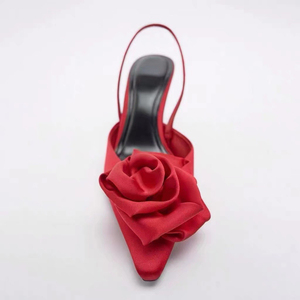 Zapatos De Tacon Para Mujer sandali alla moda fiore rosso <span class=keywords><strong>tacchi</strong></span> alla moda <span class=keywords><strong>con</strong></span> fiocco - Product Image 2