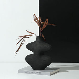 Minimalist Decorative Ceramic <b>Vase</b>,Modern <b>Unique</b> White & Black Ceramic Flower <b>Vase</b> for Home Decor - Product Image 4