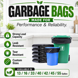 Bolsas negras de HDPE Taiyang, bolsas de basura de alta resistencia, bolsas de plástico fabricadas en China, bolsas para residuos, bolsas de basura para contratistas - Product Image 1