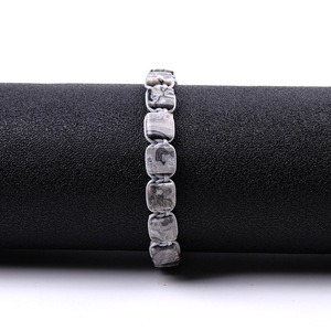 Pulsera de cuentas de lapislázuli de ojo de tigre con piedras preciosas naturales de forma cuadrada personalizada para hombres que alquilan tejido de acero inoxidable - Product Image 4