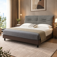Lit en cuir véritable italien minimaliste écologique, style moderne et luxueux, pour chambre à coucher ou villa, grand lit