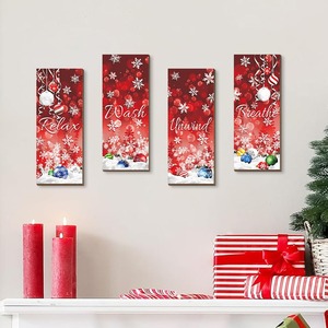 ของตกแต่งผนังไม้รูปสี่เหลี่ยมผืนผ้าสำหรับคริสต์มาส 7 สี ของตกแต่งบ้านสำหรับห้องนั่งเล่น ห้องนอน ห้องน้ำ - Product Image 2