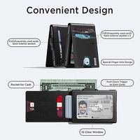 Dompet Kartu Kredit Minimalis Tipis PU RFID Serat Karbon dengan Penutup Jendela ID Transparan