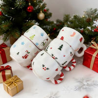 Tasse à café et soucoupe en céramique de Noël avec décoration sous glaçure, tasse à lait domestique pour le petit-déjeuner, tasse à thé de l'après-midi, cadeau de Noël