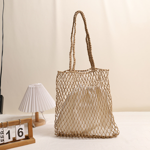 WAX CORD paille <span class=keywords><strong>osier</strong></span> sac fourre-tout grande capacité broderie tricot maille sac à bandoulière pour femmes - Product Image 1