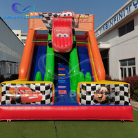 2025 voiture de course Double piste Commercial louer videur gonflable avec toboggan intérieur ou extérieur maison de saut gonflable avec toboggan