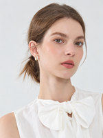 KAVNAR Boucles d'oreilles créole double barre zircon baguette nacre laiton doré or 14K
