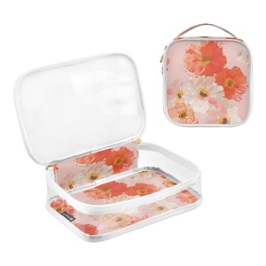 2-Pack Custom Ohia Lehua Print Women's Small Waterproof <b>Transparent</b> PVC Clear Cosmetic <b>Makeup</b> for Toiletry <b>Bag</b> Zipper - Product Image 2