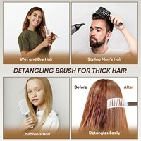 Brosse à cheveux démêlante en nylon et poils de sanglier incurvée et ventilée avec logo personnalisé pour salon de coiffure