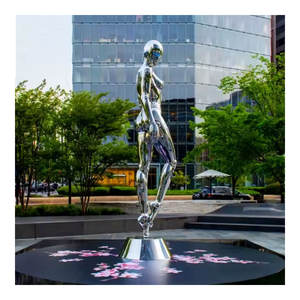 ミラーポリッシュメタルセクシーな女性ステンレス鋼ロボット像ステンレス鋼ロボット像ステンレス鋼モダン像 - Product Image 2