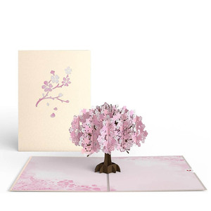 การ์ดอวยพรป๊อปอัปแบบ3D งานแฮนด์เมดศิลปะกระดาษสีชมพูเชอร์รี่การ์ดของขวัญสำหรับ<span class=keywords><strong>เพื่อน</strong></span> - Product Image 1