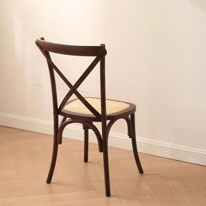 Chaise de salle à manger à dossier <span class=keywords><strong>croisé</strong></span>, siège en rotin, chaise vintage à dossier en X, siège en rotin tissé, chaise de café française en bois, chaise de ferme, lot de 2/4/6 - Product Image 5