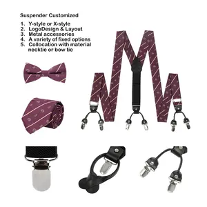 Gravata borboleta com suspensórios para homens, conjunto de 6 clipes de força ajustável, ideal para casamento formal de negócios, ideal para venda