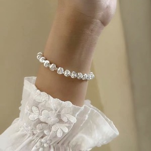 S925 Sterling <b>Silver</b> <b>Bead</b> Bracelet For Women Ball Shape Elastic Cord Layered Jewelry Gift Accessory - Product Image 4