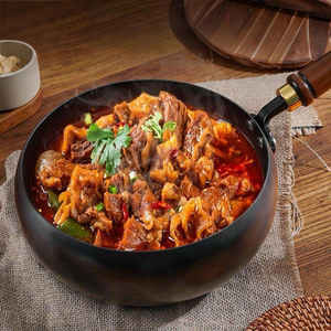 Pentole da Cucina in Acciaio al Carbonio Antiaderenti con Manico in Legno, Motivo Martellato, Facili da Pulire, Disponibili in Magazzino - Product Image 3