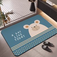 Tapis de bain en caoutchouc HM à séchage rapide, absorbant l'eau, imprimé animal, antidérapant, doux, écologique, adapté aux animaux domestiques, tapis de salle de bain personnalisé OEM