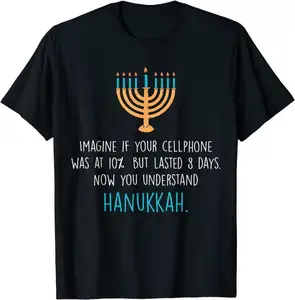 เสื้อยืดคอกลมสีดำสำหรับผู้ชาย,เสื้อยืดลายตลก Hanukkah ชาวยิวสำหรับวันหยุด Channukah Jew สำหรับผู้ชายโลโก้แบบกำหนดเอง