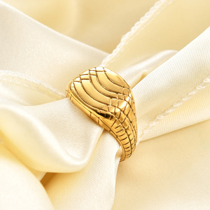 Stainless Steel <b>Ring</b> 13MM Snakeskin Pattern Oval Geometric Shape Women's Fashion Jewelry Gift - Product Image 3