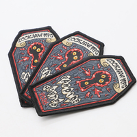 Patch brodé personnalisé avec logo, écologique, style gothique, thème punk rock/vampire, forme irrégulière/étrangère, en tissu tissé