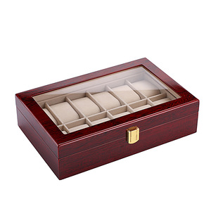 Ready estuches-caja de embalaje de madera para relojes, cierre dorado con 12 ranuras para ventana de vidrio impreso - Product Image 2
