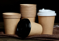 Gobelets en papier kraft recyclables jetables personnalisables de 8oz, vierges, gobelets à emporter à paroi unique avec logo pour le vin, sacs à éventail personnalisés