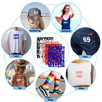 Transferts DTF en gros : lettres et chiffres, papier transfert thermique, film PET pour sérigraphie, autocollants vinyle direct pour T-shirts