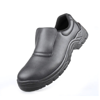 Chaussures de travail imperméables et antidérapantes pour hommes, en cuir microfibre noir, chaussures de sécurité de cuisine avec bout en acier