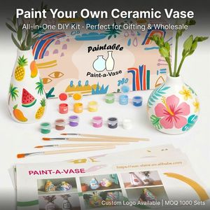 Kit de peinture de vase en céramique DIY pour enfants, cadeau d'anniversaire, activités pour une soirée romantique, peignez votre propre ensemble de <span class=keywords><strong>poterie</strong></span> artisanale avec boîte prête à offrir - Product Image 4
