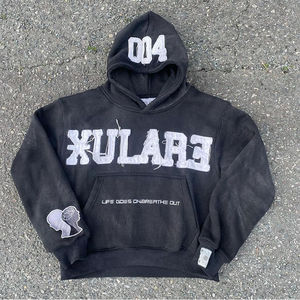 Fabricantes de ropa Sudadera con capucha desgastada lavada con ácido personalizada Sudaderas con capucha de calle recortadas de ajuste cuadrado de gran tamaño para hombres - Product Image 4