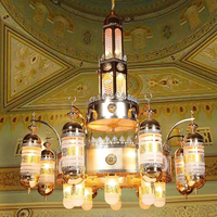 Lustre en verre islamique de grande taille pour éclairage de mosquée, idéal pour les projets de salles et la décoration d'églises