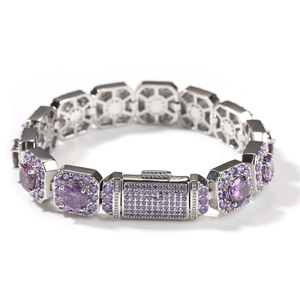 Full Diamond Bracelet With <b>Personalized</b> Copper Inlaid Zircon Couple Bracelet Colorful Rock Sugar Flip Clasp Bracelet Unisex - Product Image 4