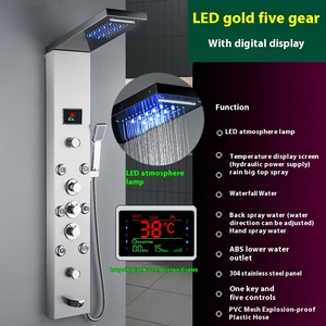 Duvar otel termostatik duş seti Led ekran dijital ekran sıcaklık duş paneli paslanmaz çelik duş sistemi paneli seti - Product Image 2