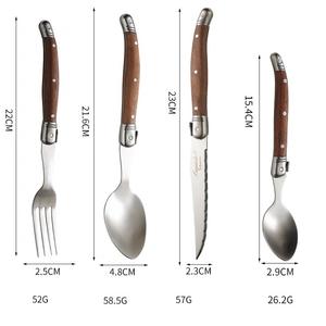 Ensemble de <span class=keywords><strong>couverts</strong></span> de luxe Rosewood Hale, style européen occidental, 4 pièces, écologique, couteau à steak dentelé <span class=keywords><strong>Laguiole</strong></span>, fourchette, cuillère, acier inoxydable - Product Image 4