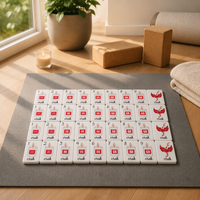 Mahjong de luxe américain 166 tuiles avec jokers, emballage pliable en boîte en papier écologique, motif café, livre, bougie, plantes