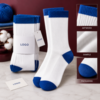 Lot de chaussettes pour hommes en coton et élasthanne, coloris blanc cobalt, avec bord côtelé, talon et bout renforcés, tailles assorties
