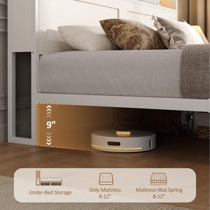 SENYU Modern <b>Queen</b> Metal <b>Bed</b> Frame <b>with</b> <b>Storage</b> Drawers and Headboard Shelf Bedroom Furniture - Product Image 6