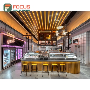 Mostrador de Servicio de Café de Lujo, Zona de Pago, Estante para Pastelería, Mostrador de Café de Roble Natural - Product Image 5